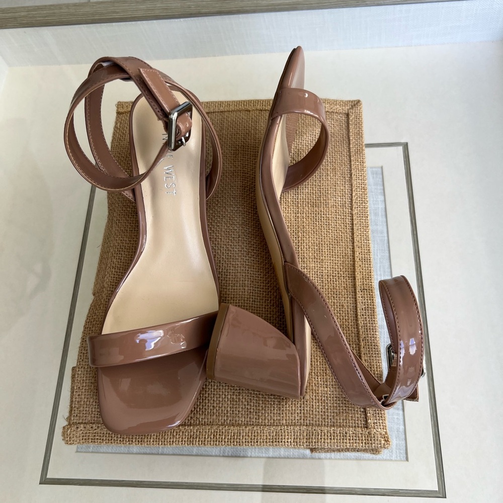 Nine West Brown Patent Strappy Heels